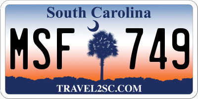 SC license plate MSF749