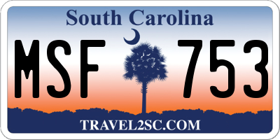 SC license plate MSF753