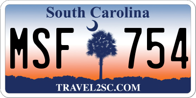 SC license plate MSF754