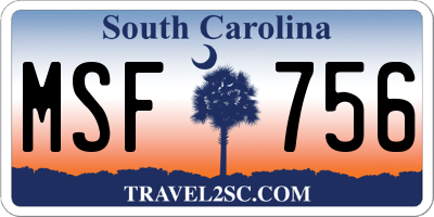 SC license plate MSF756