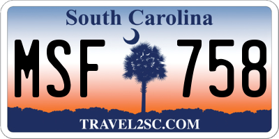 SC license plate MSF758