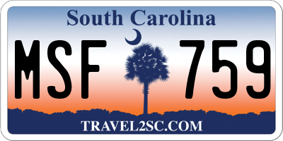 SC license plate MSF759