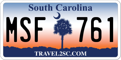 SC license plate MSF761