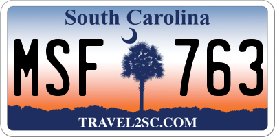 SC license plate MSF763