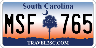 SC license plate MSF765