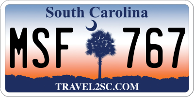 SC license plate MSF767