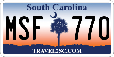 SC license plate MSF770