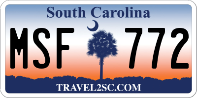SC license plate MSF772