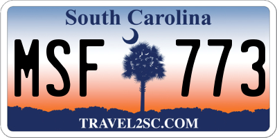 SC license plate MSF773