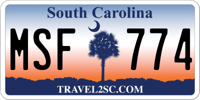 SC license plate MSF774