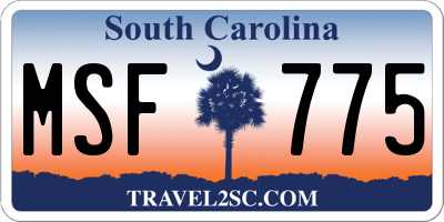 SC license plate MSF775