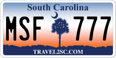 SC license plate MSF777