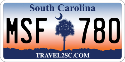 SC license plate MSF780