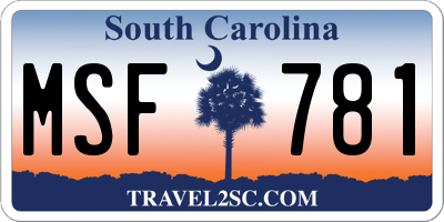 SC license plate MSF781