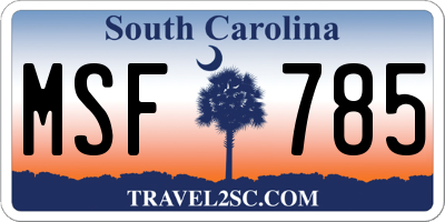 SC license plate MSF785