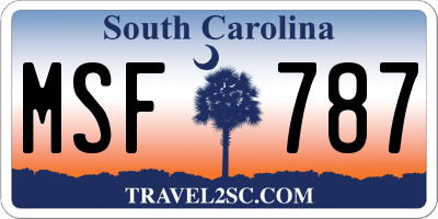 SC license plate MSF787