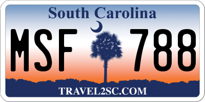 SC license plate MSF788