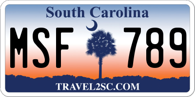 SC license plate MSF789