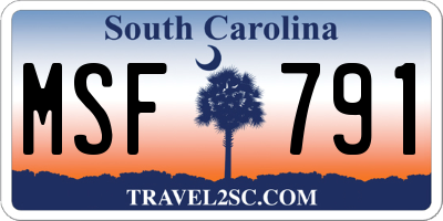 SC license plate MSF791