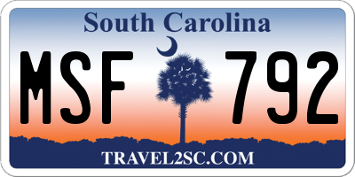 SC license plate MSF792