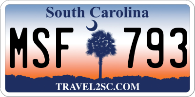 SC license plate MSF793