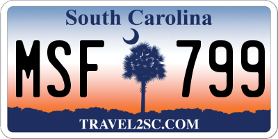 SC license plate MSF799