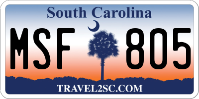 SC license plate MSF805