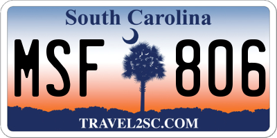 SC license plate MSF806
