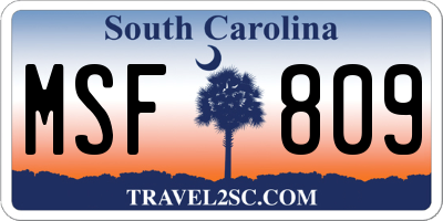 SC license plate MSF809