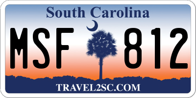 SC license plate MSF812