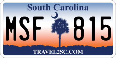 SC license plate MSF815