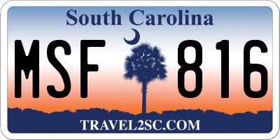 SC license plate MSF816