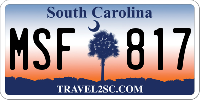 SC license plate MSF817