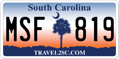 SC license plate MSF819