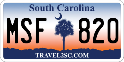 SC license plate MSF820