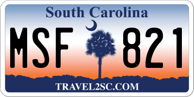 SC license plate MSF821