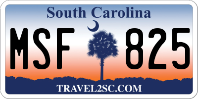SC license plate MSF825