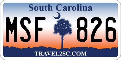 SC license plate MSF826