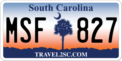SC license plate MSF827