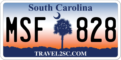 SC license plate MSF828