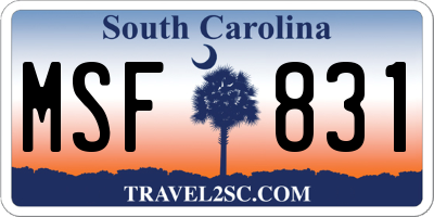 SC license plate MSF831