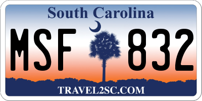 SC license plate MSF832