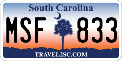 SC license plate MSF833