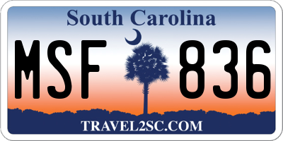 SC license plate MSF836