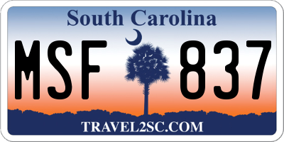 SC license plate MSF837