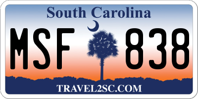 SC license plate MSF838