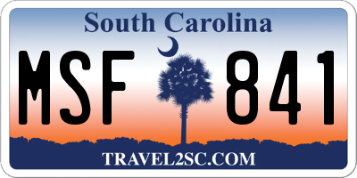 SC license plate MSF841