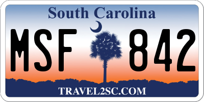 SC license plate MSF842