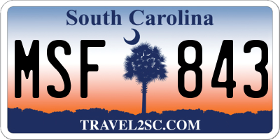 SC license plate MSF843