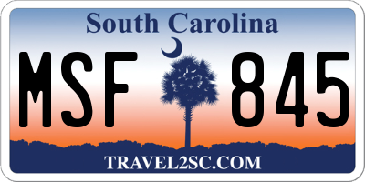 SC license plate MSF845
